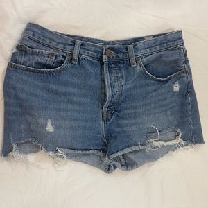 Free People denim shorts.